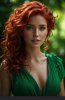 redhead green dress cleavage nature colour stunning eyes lips mouth.jpeg