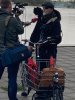 Martyn Klook Ferry Demo 13-10-2024 talking with AT5 cameraman Cargo Bike with typewriters.jpeg